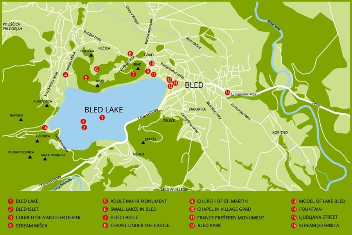 แผนที่ของสโลเวเนีย Name แสดงทะเลสาบเลือด